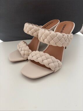 torrid cream Braided Double-Strap Slide Heels